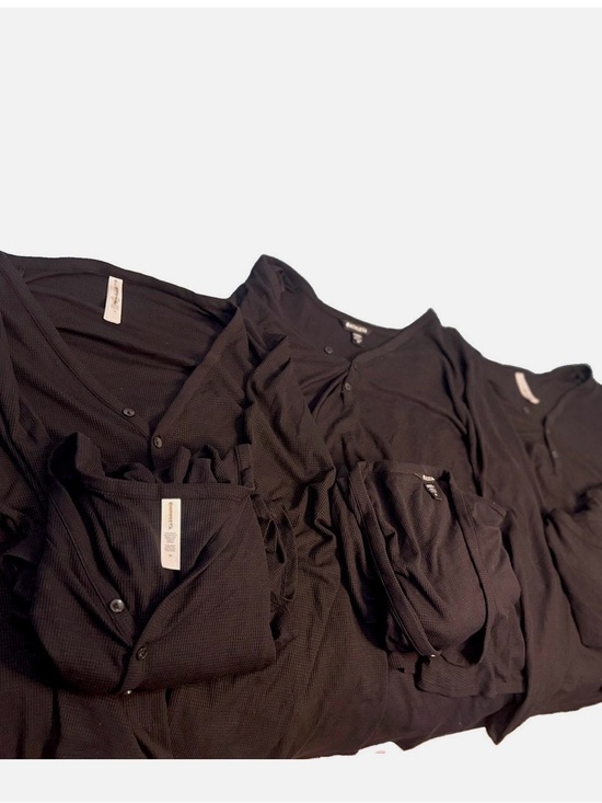 Athleta Tops - Athleta Women’s 3X Plus Black Waffle Knit Henley Long Sleeve Button Top 6Pk